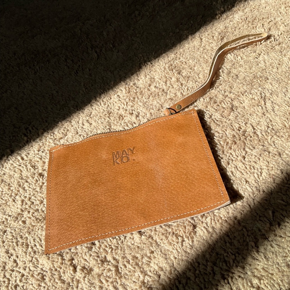 MAY KO Leather Wristlet make up bag